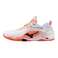 Mizuno Wave Stealth NEO 2.1 – Unisex halová obuv – Bílo-oranžová