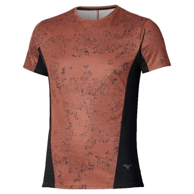 Mizuno Active DryAeroFlow Graphic Tee – Pánské běžecké triko – Hnědá Mizuno Active DryAeroFlow Graphic Tee – Pánské běžecké triko – Hnědá