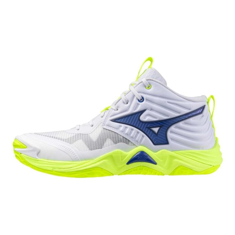 Mizuno Wave Momentum Elite Mid – Unisex volejbalová obuv – Bílo-žlutá