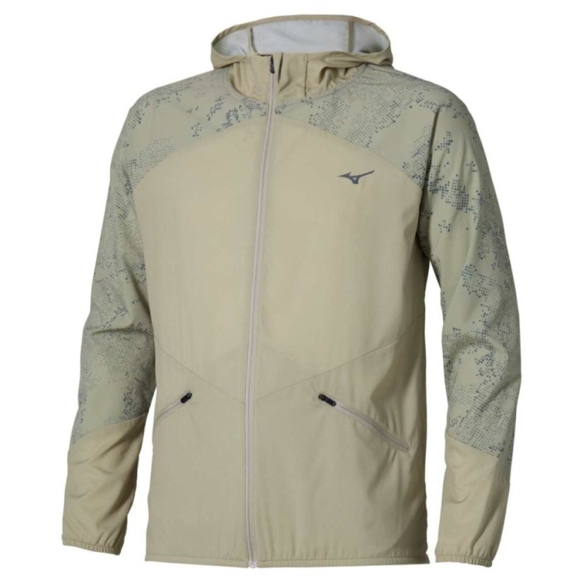 Mizuno Active Alpha Hooded Jacket – Pánská běžecká bunda – Hnědá - Velikost: XL