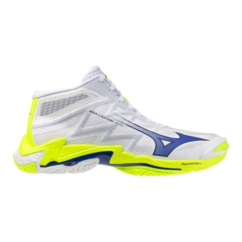 Mizuno Wave Lightning Elite Mid – Unisex volejbalová obuv – Bílo-žlutá - Velikost: EUR 46