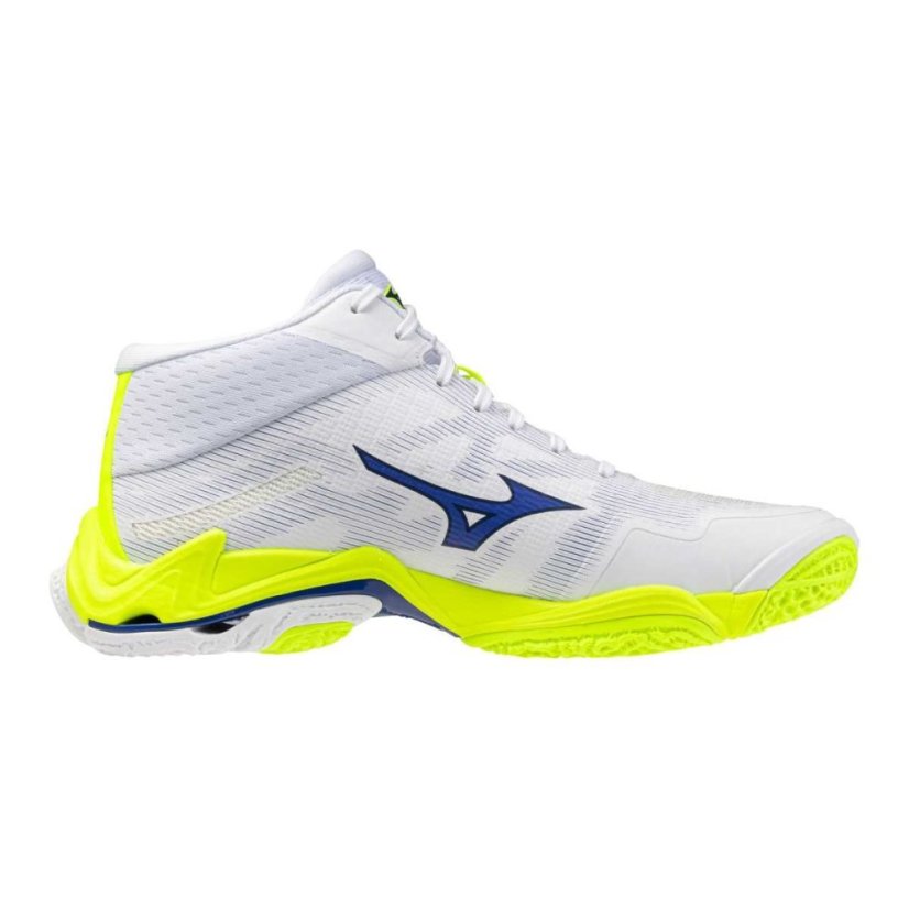 Mizuno Wave Lightning Elite Mid – Unisex volejbalová obuv – Bílo-žlutá - Velikost: EUR 46