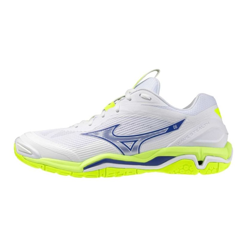 Mizuno Wave Stealth 6 – Unisex halová obuv – Bílo-žlutá