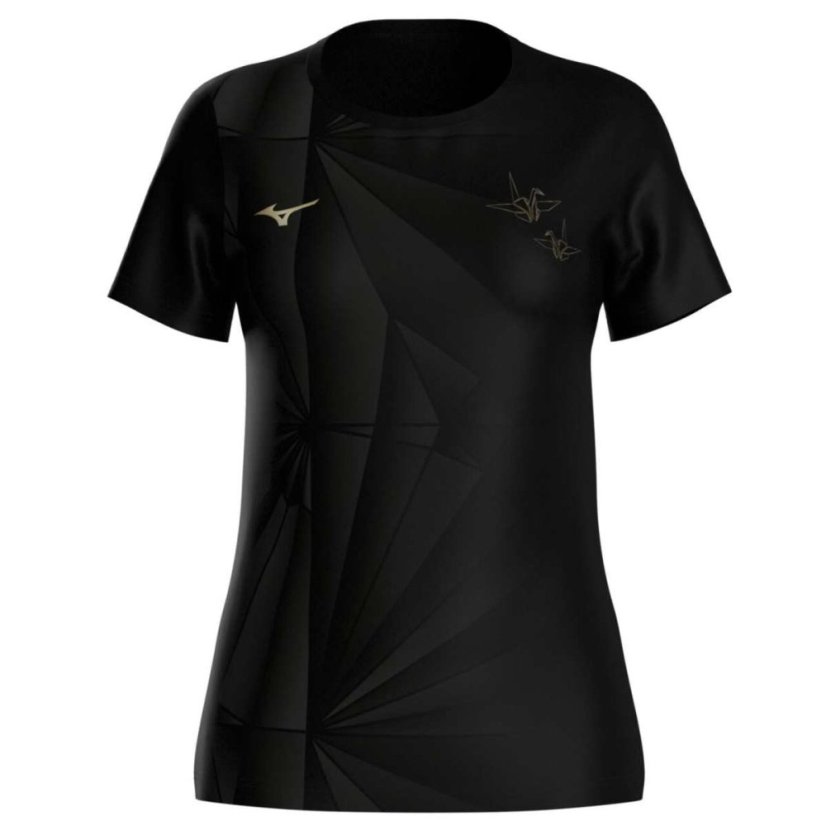 Mizuno Active DryAeroFlow Graphic Tee – Dámské běžecké triko – Černá - Velikost: XS