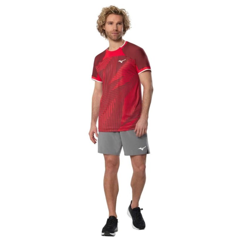 Mizuno Stargazer Shadow Graphic Tee – Pánské tenisové triko – Červená